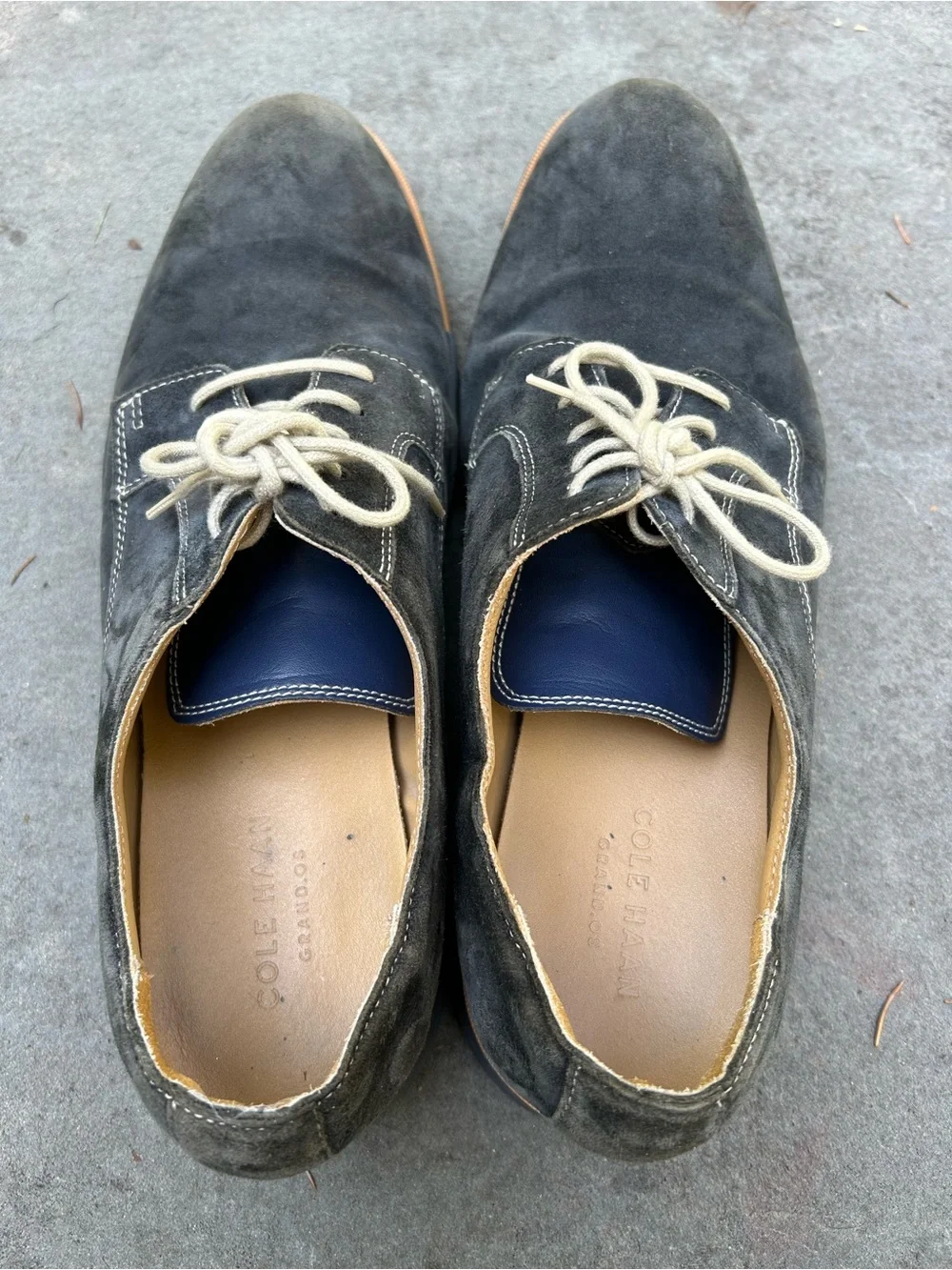 Cole Haan Men's Size 12 Suede Derby Shoes in Dark Blue